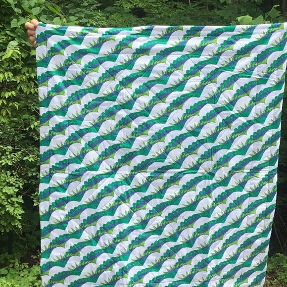 NWT Hand Crafted Blue Aboriginal Prints Quilt - Picture 9 of 13